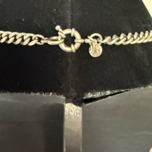 Jcrew Antique Silver Chunky Chain Necklace Crystals Rhinestones Prom Wedding 28” - Picture 4 of 5